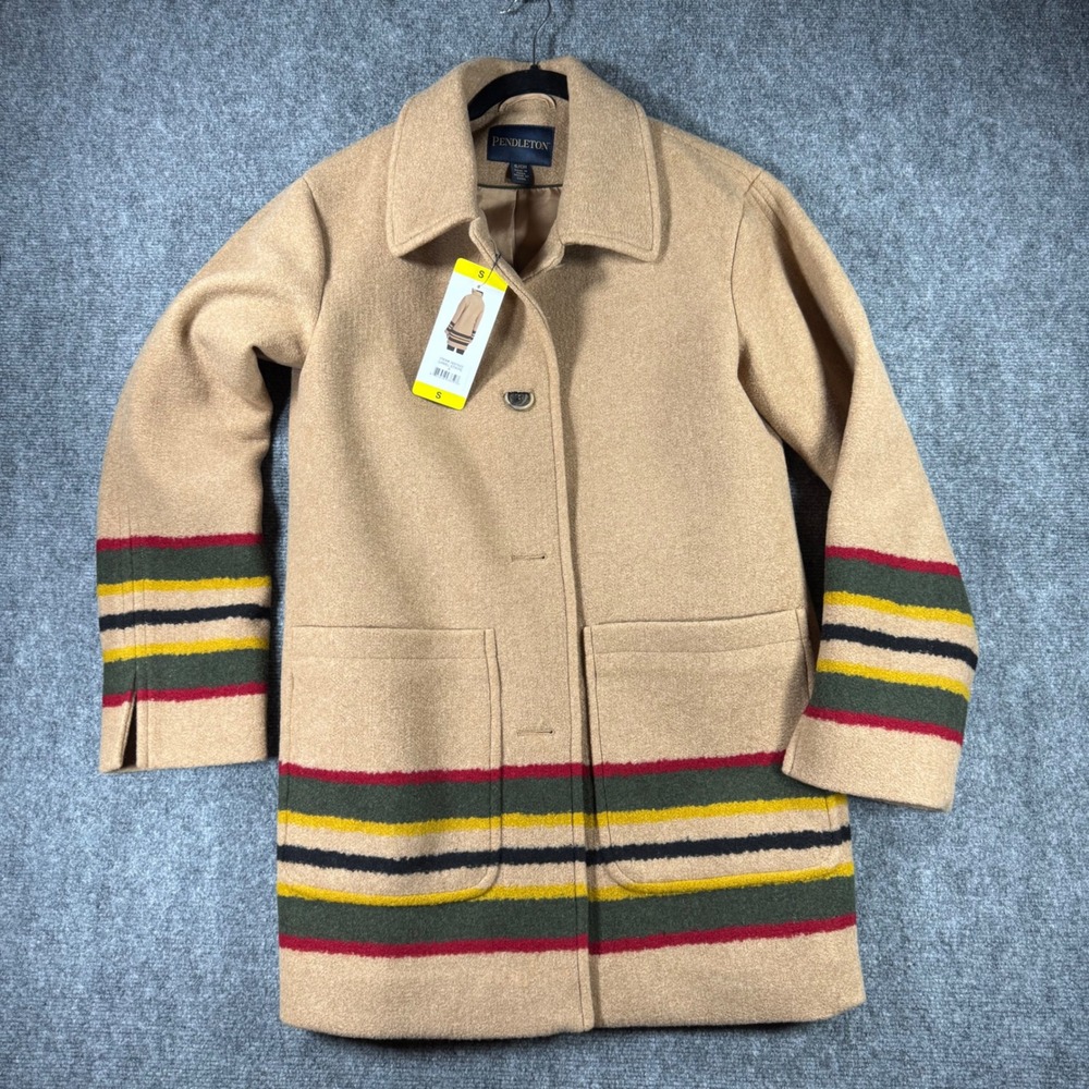 Pendleton NWT Womens Wool Blend Walker/Topper/Car Coat Tan Small